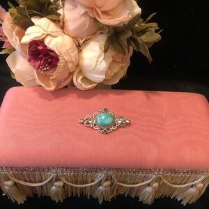 Elegant Silver and Turquoise Brooch